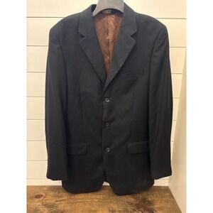 Caravelli Italy Mens Navy Wool Blend Suit Jacket Blazer‎ Business Size 40L 34W